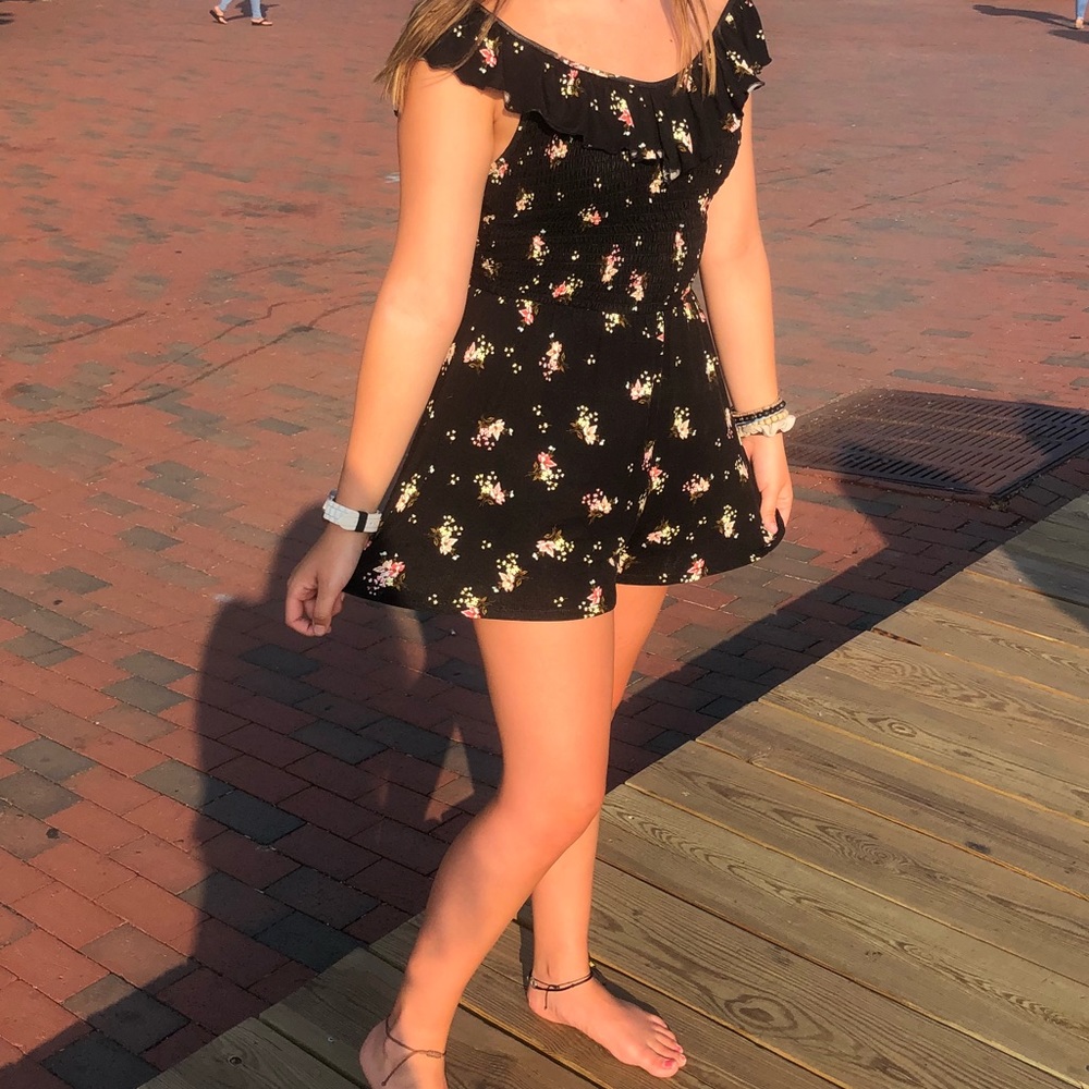 Black Floral Romper